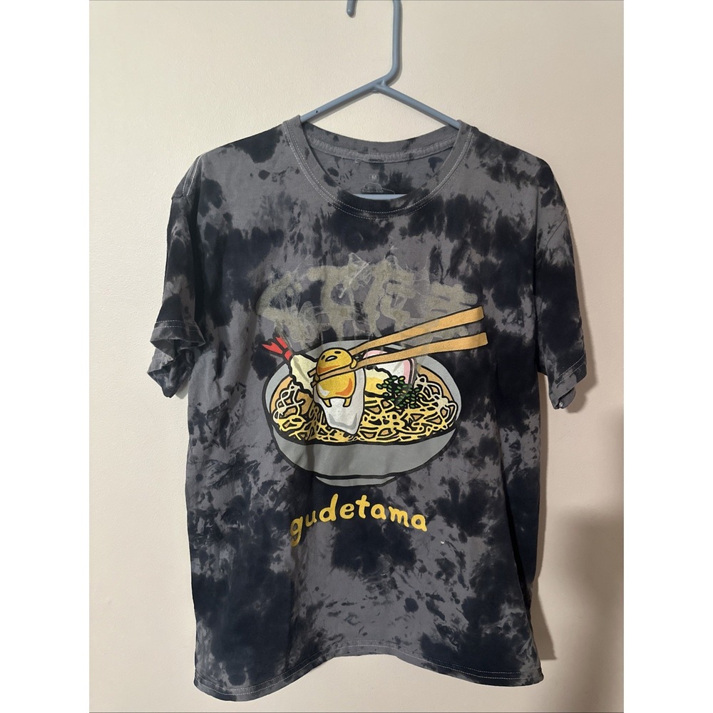 Gudetama T-Shirt Medium The‎ Lazy Egg Tie Dye Gray Ramen Chopsticks Tee Sanrio